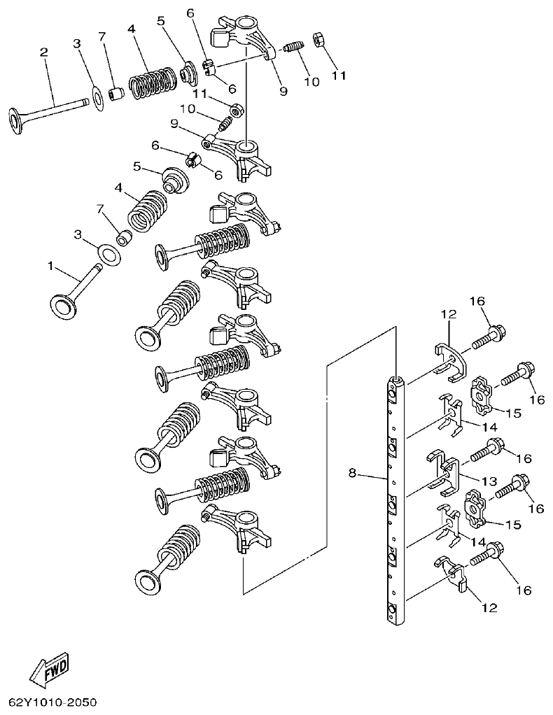 Yamaha F50DET, FT50CET VALVE parts diagram